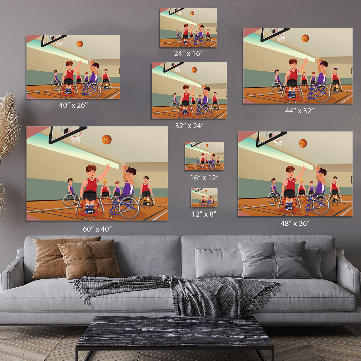 Wheelchairs playing basketball Canvas Print or Poster - Canvas Art Rocks - 7