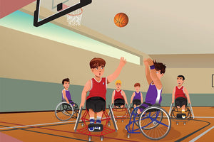Wheelchairs playing basketball Wall Mural Wallpaper - Canvas Art Rocks - 1