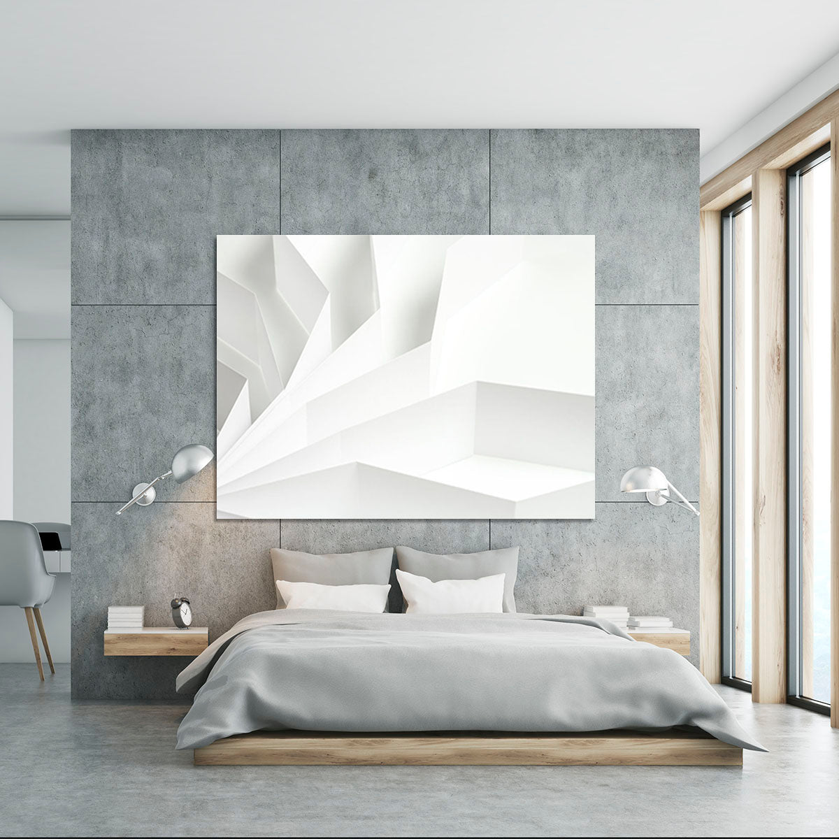 White 3D Abstract Shapes Canvas Print or Poster
