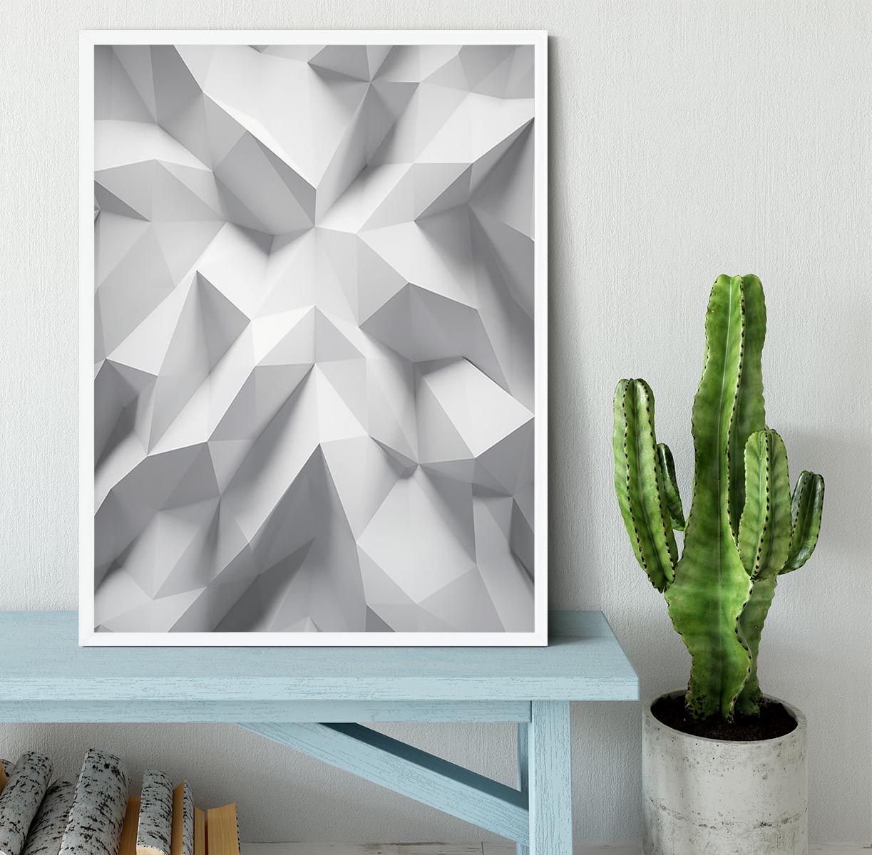 White 3D Background Framed Print - Canvas Art Rocks -6