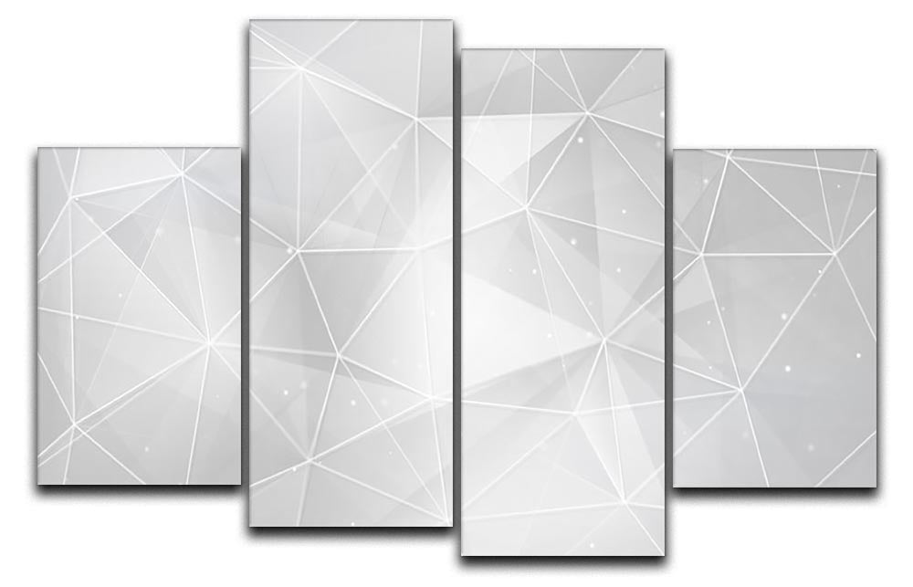 White Geometric Triangles 4 Split Panel Canvas - Canvas Art Rocks - 1