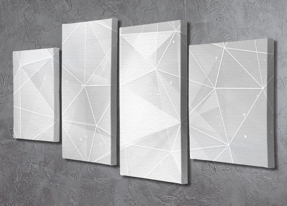 White Geometric Triangles 4 Split Panel Canvas - Canvas Art Rocks - 2