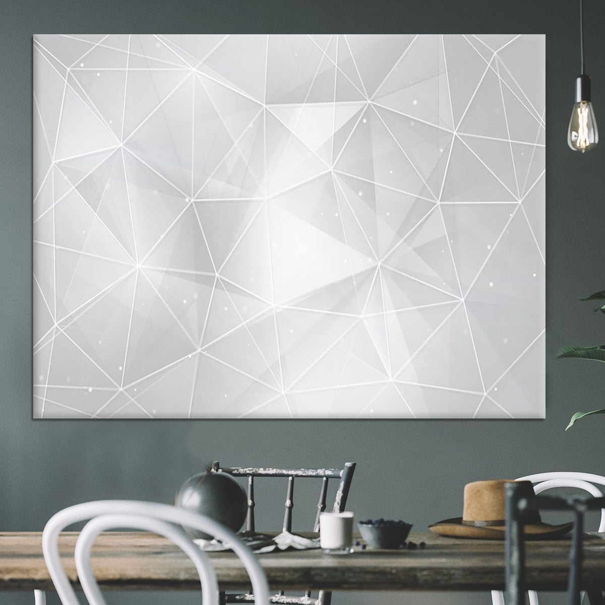 White Geometric Triangles Canvas Print or Poster - Canvas Art Rocks - 3