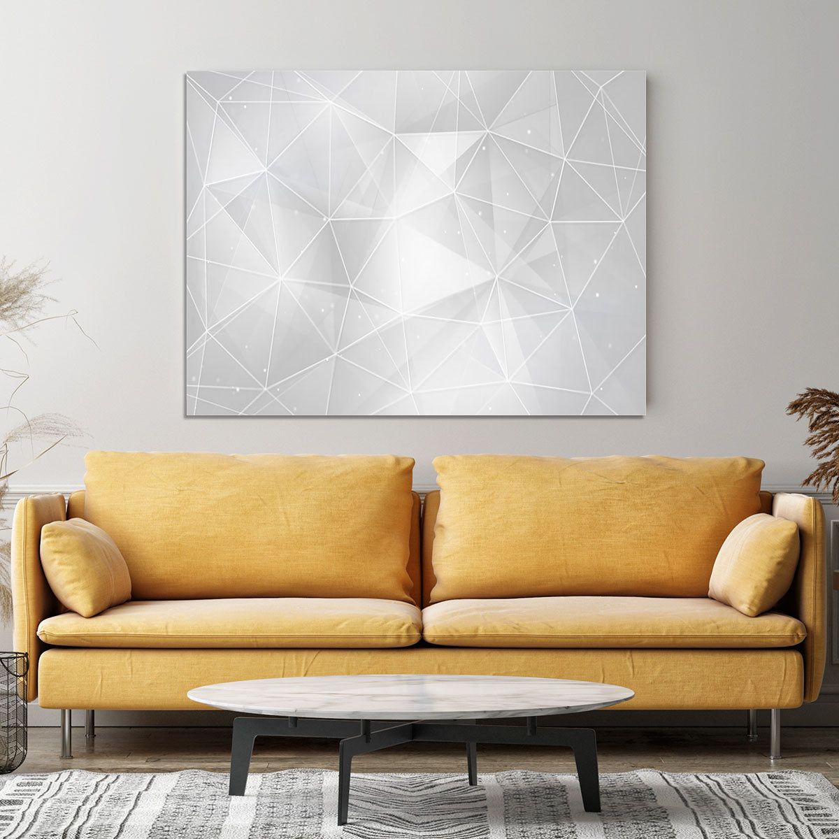 White Geometric Triangles Canvas Print or Poster - Canvas Art Rocks - 4