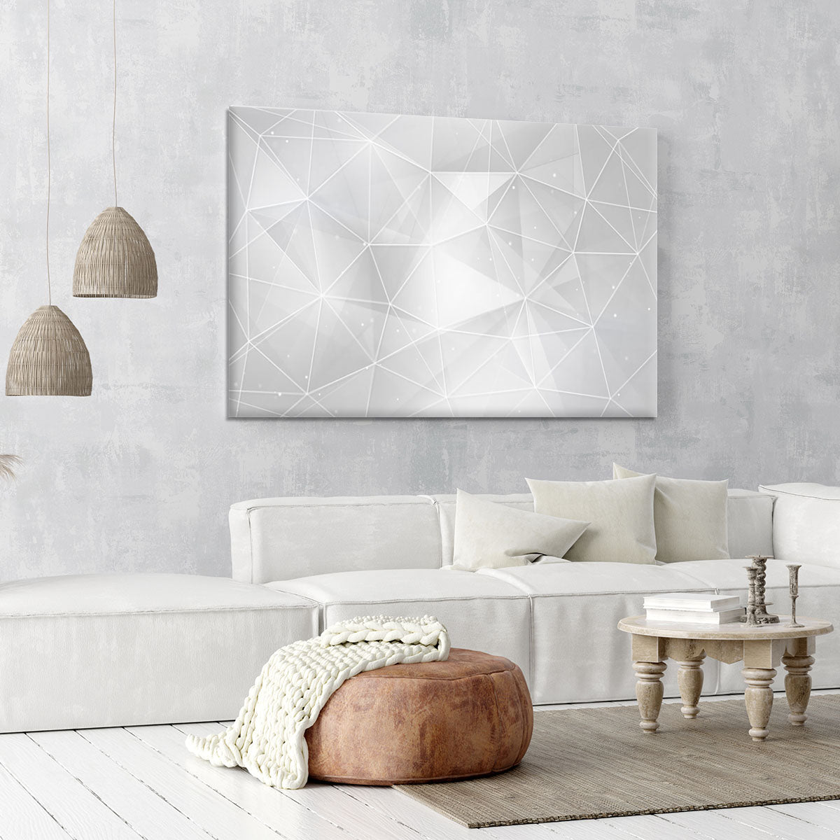 White Geometric Triangles Canvas Print or Poster - Canvas Art Rocks - 6