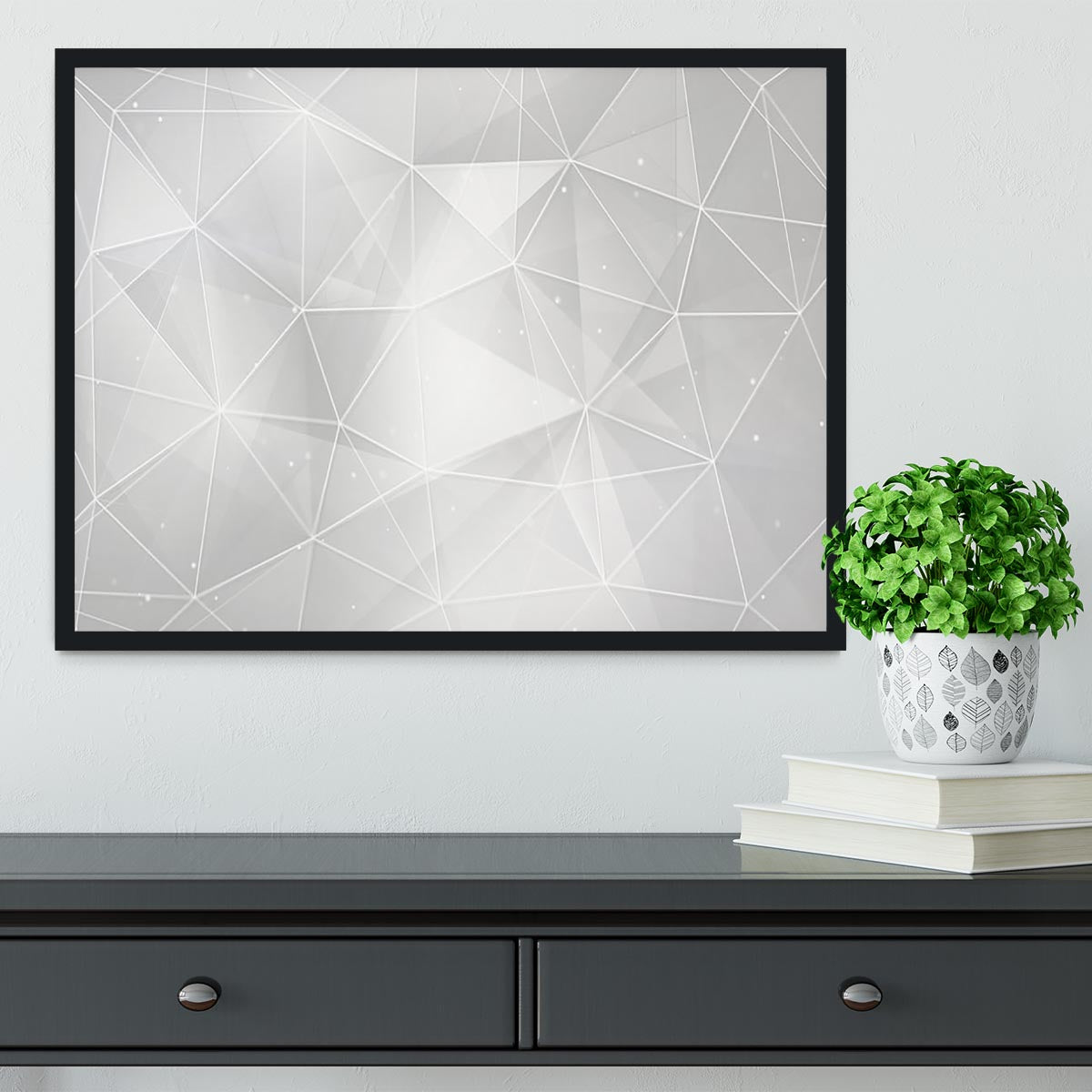 White Geometric Triangles Framed Print - Canvas Art Rocks - 2
