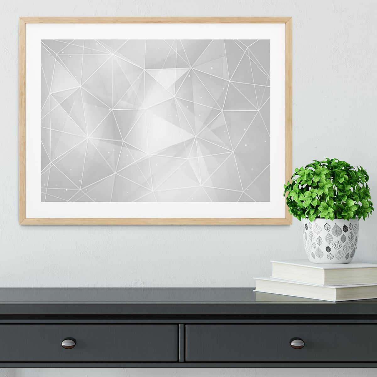 White Geometric Triangles Framed Print - Canvas Art Rocks - 3