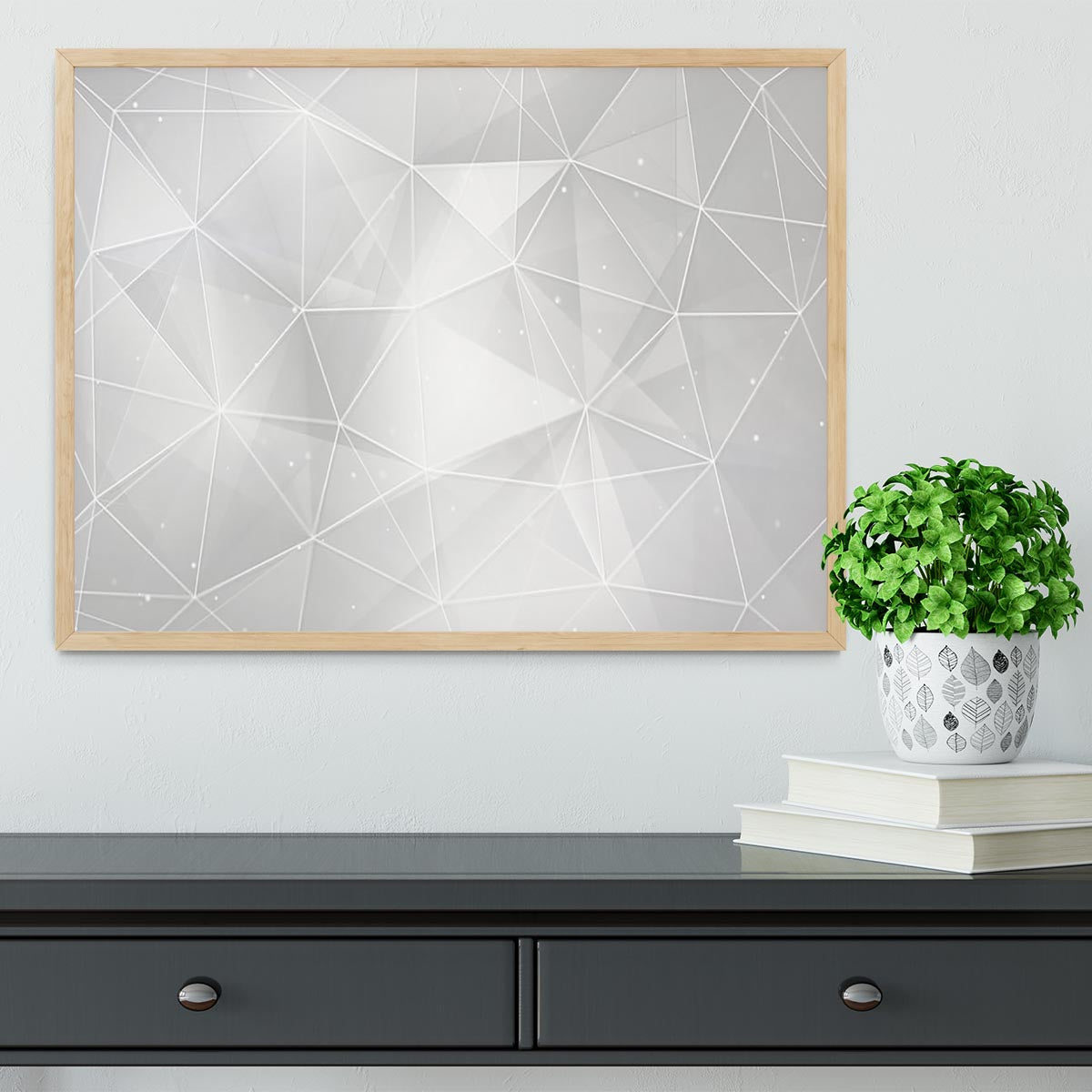 White Geometric Triangles Framed Print - Canvas Art Rocks - 4
