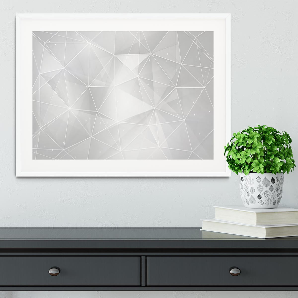 White Geometric Triangles Framed Print - Canvas Art Rocks - 5