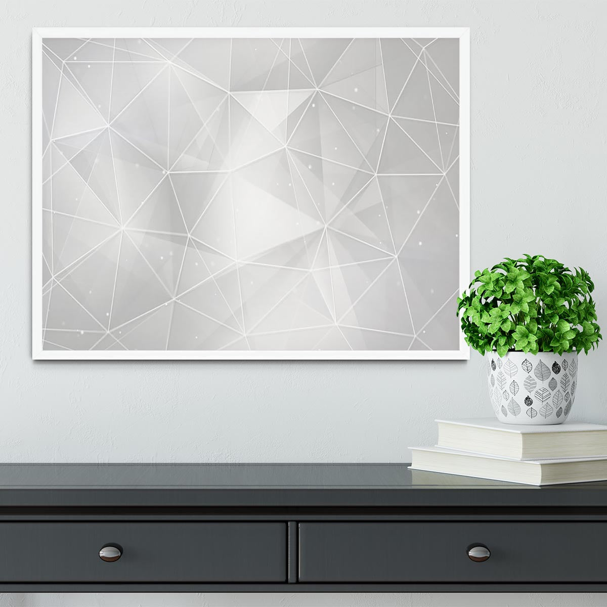 White Geometric Triangles Framed Print - Canvas Art Rocks -6