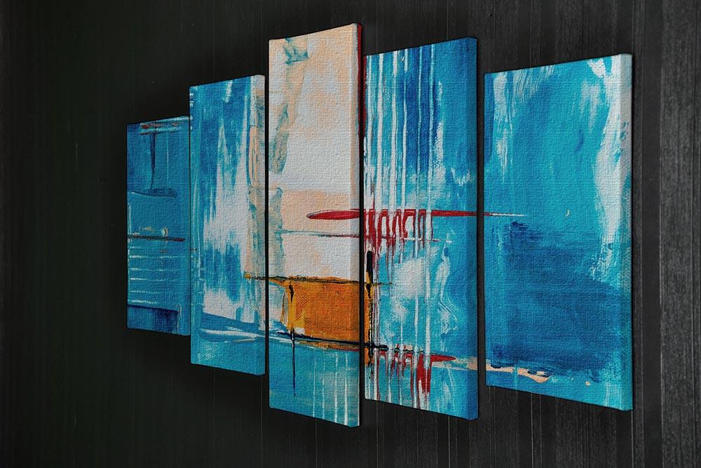 White Red and Blue Abstract Painting 5 Split Panel Canvas - Canvas Art Rocks - 2