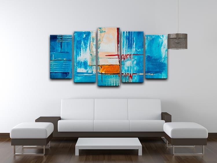 White Red and Blue Abstract Painting 5 Split Panel Canvas - Canvas Art Rocks - 3