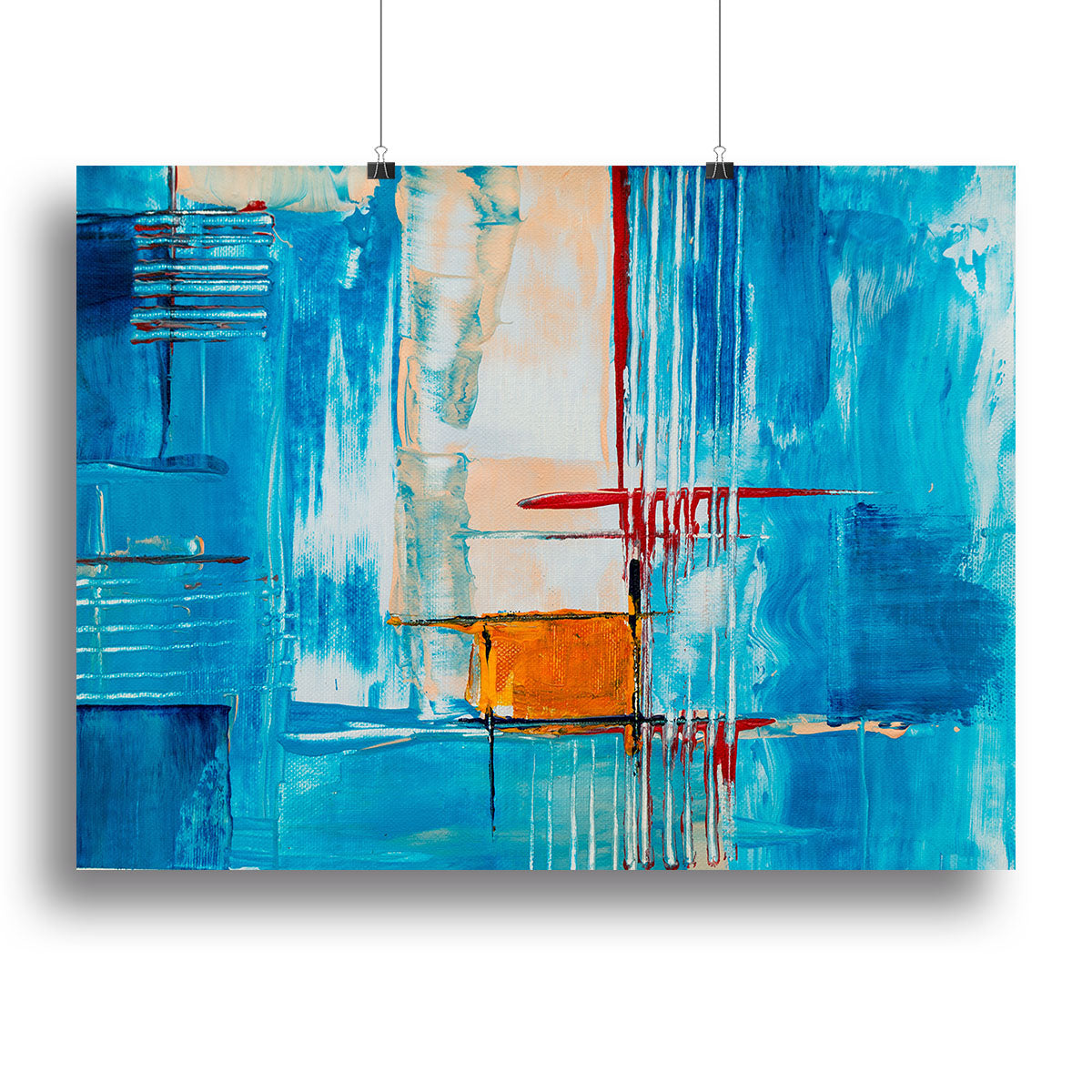 White Red and Blue Abstract Painting Canvas Print or Poster - Canvas Art Rocks - 2