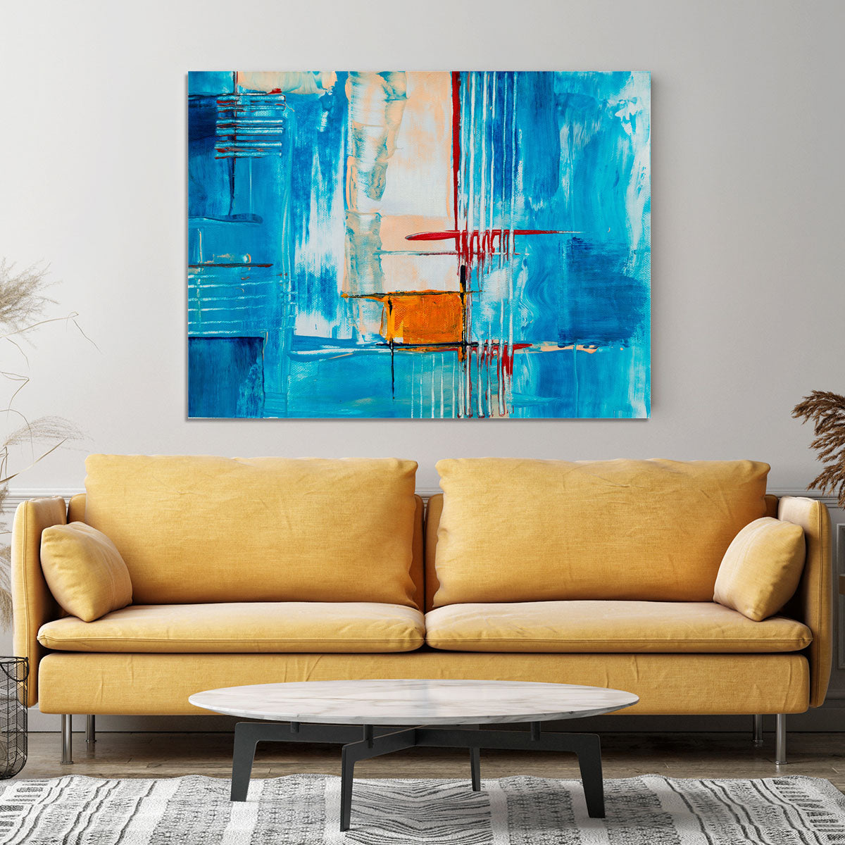 White Red and Blue Abstract Painting Canvas Print or Poster - Canvas Art Rocks - 4