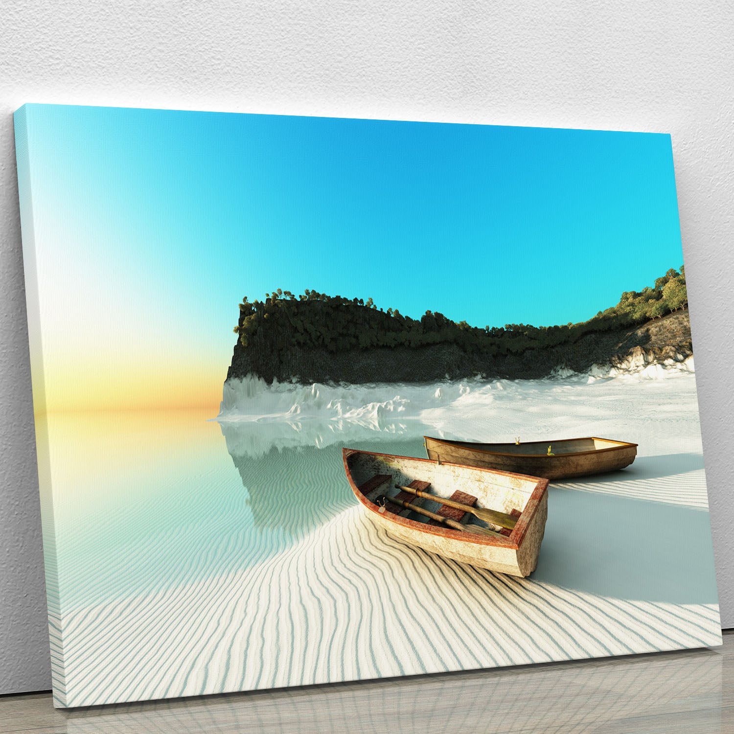 White Sand Boats Canvas Print or Poster - Canvas Art Rocks - 1