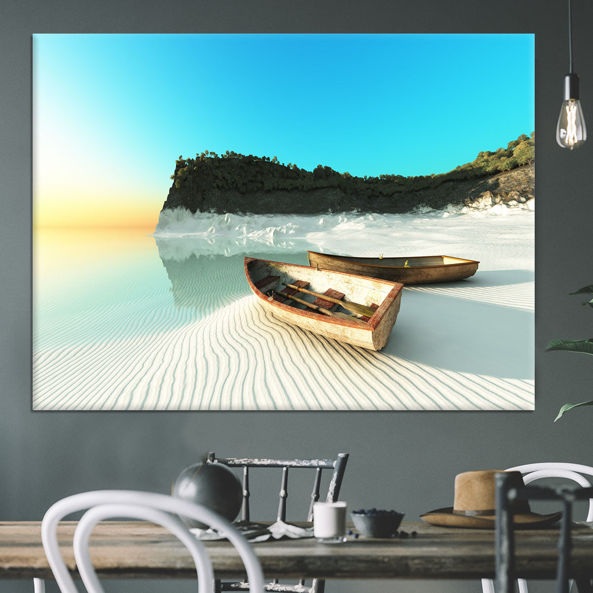 White Sand Boats Canvas Print or Poster - Canvas Art Rocks - 3