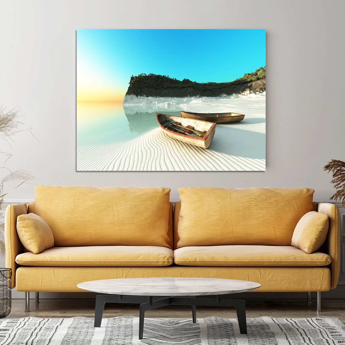 White Sand Boats Canvas Print or Poster - Canvas Art Rocks - 4