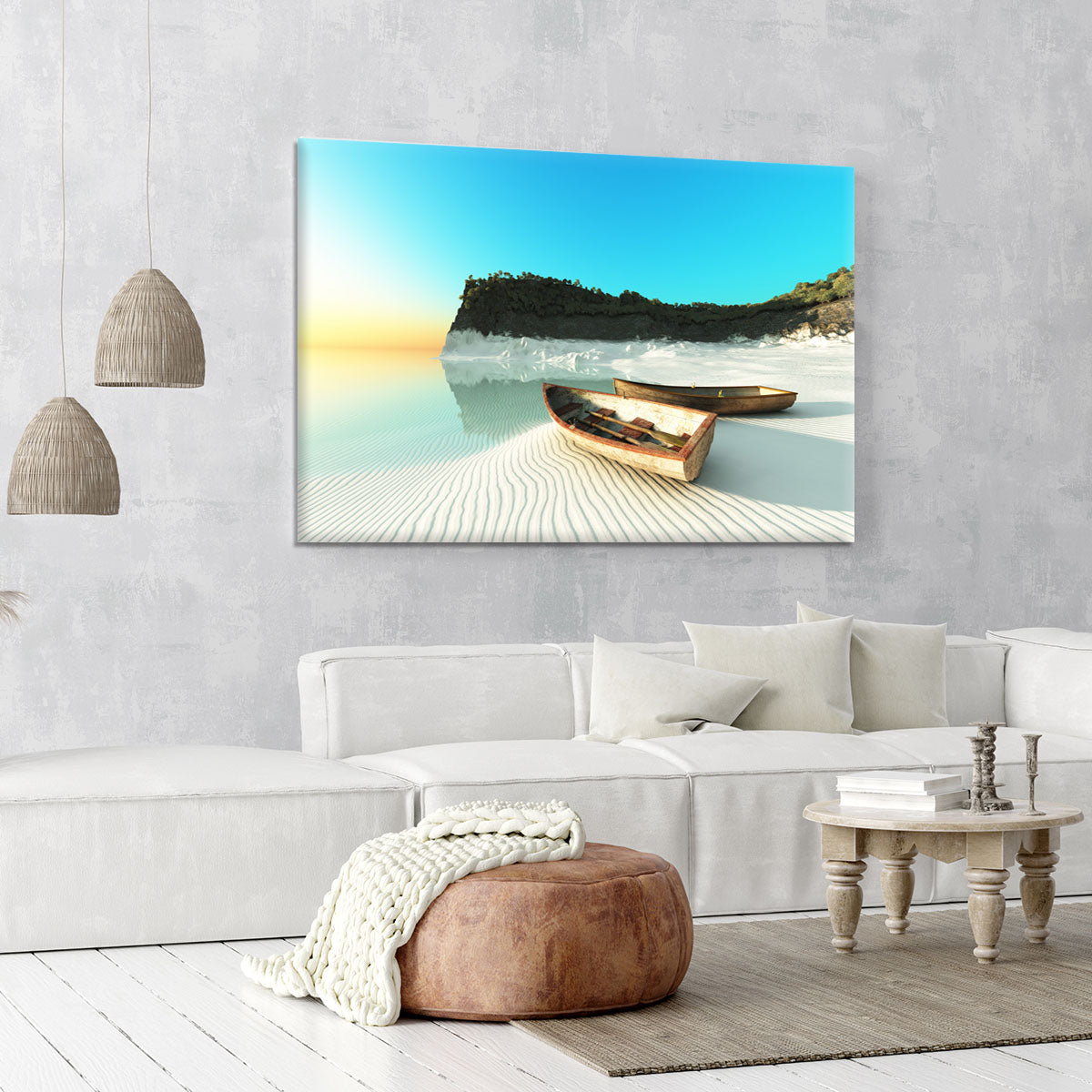 White Sand Boats Canvas Print or Poster - Canvas Art Rocks - 6