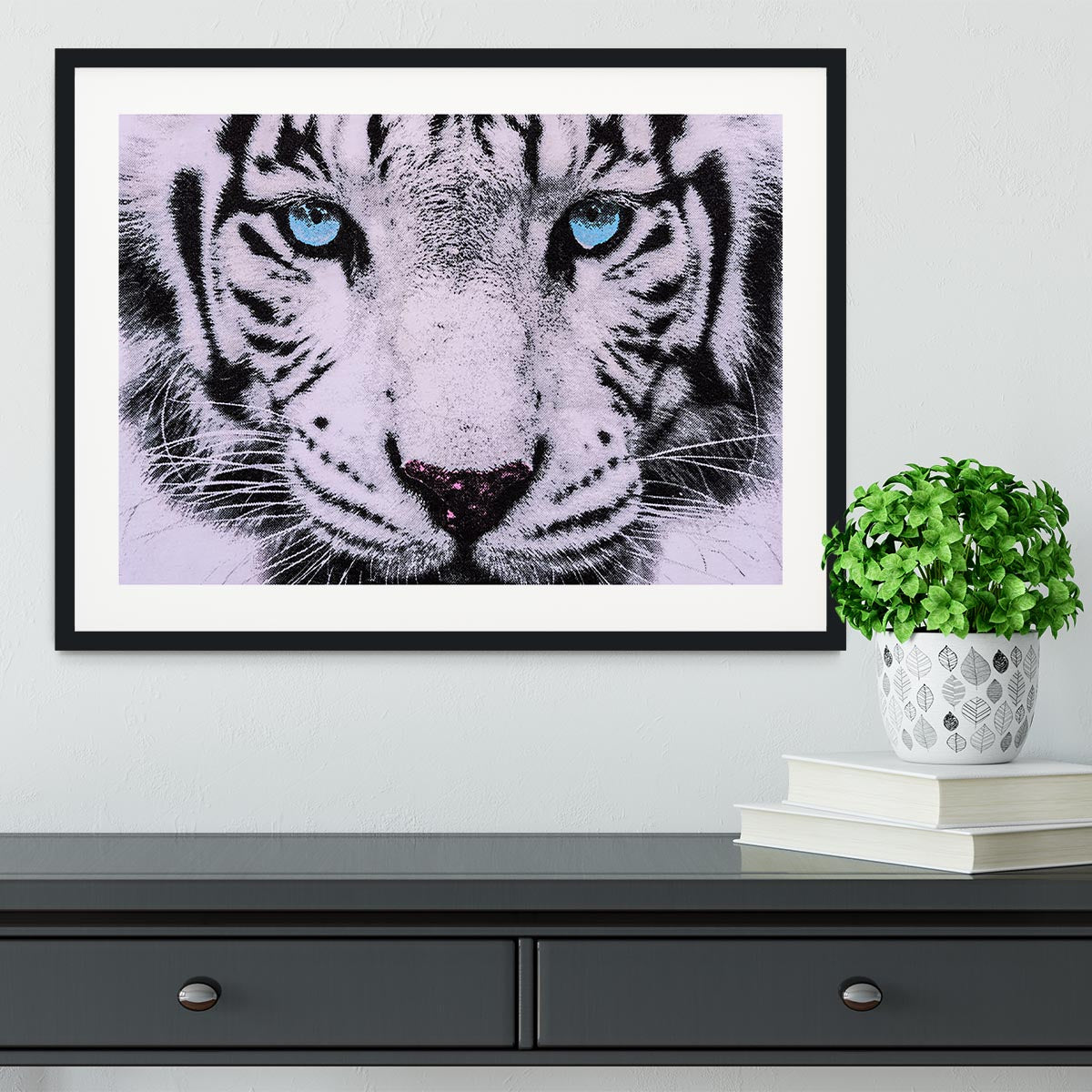 White Tiger Face Framed Print - Canvas Art Rocks - 1