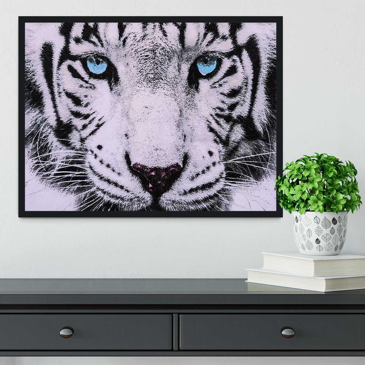 White Tiger Face Framed Print - Canvas Art Rocks - 2
