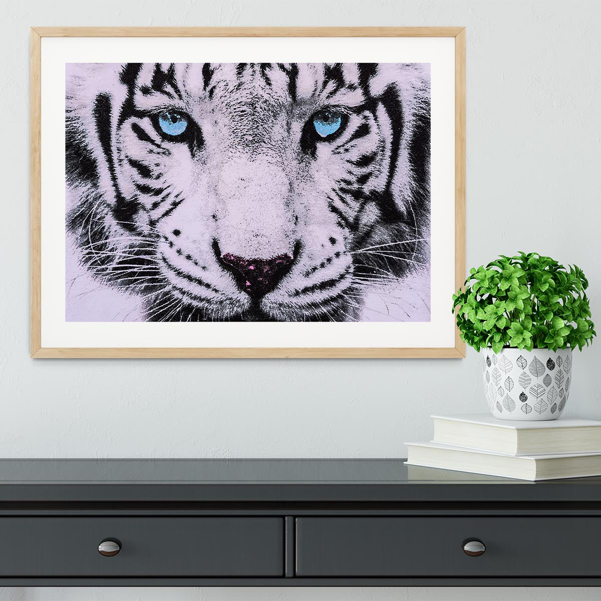 White Tiger Face Framed Print - Canvas Art Rocks - 3