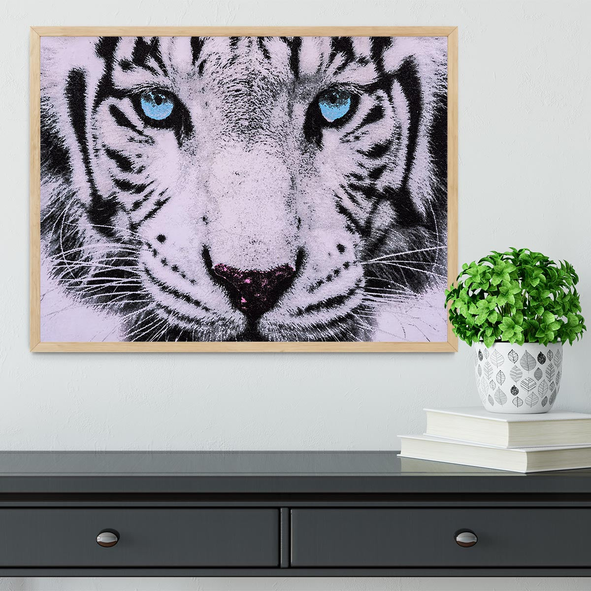White Tiger Face Framed Print - Canvas Art Rocks - 4