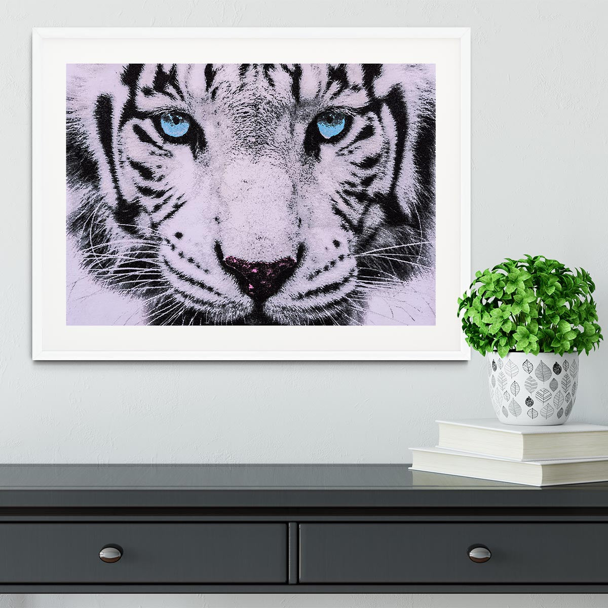 White Tiger Face Framed Print - Canvas Art Rocks - 5