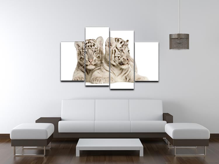 White Tiger cubs 4 Split Panel Canvas - Canvas Art Rocks - 3