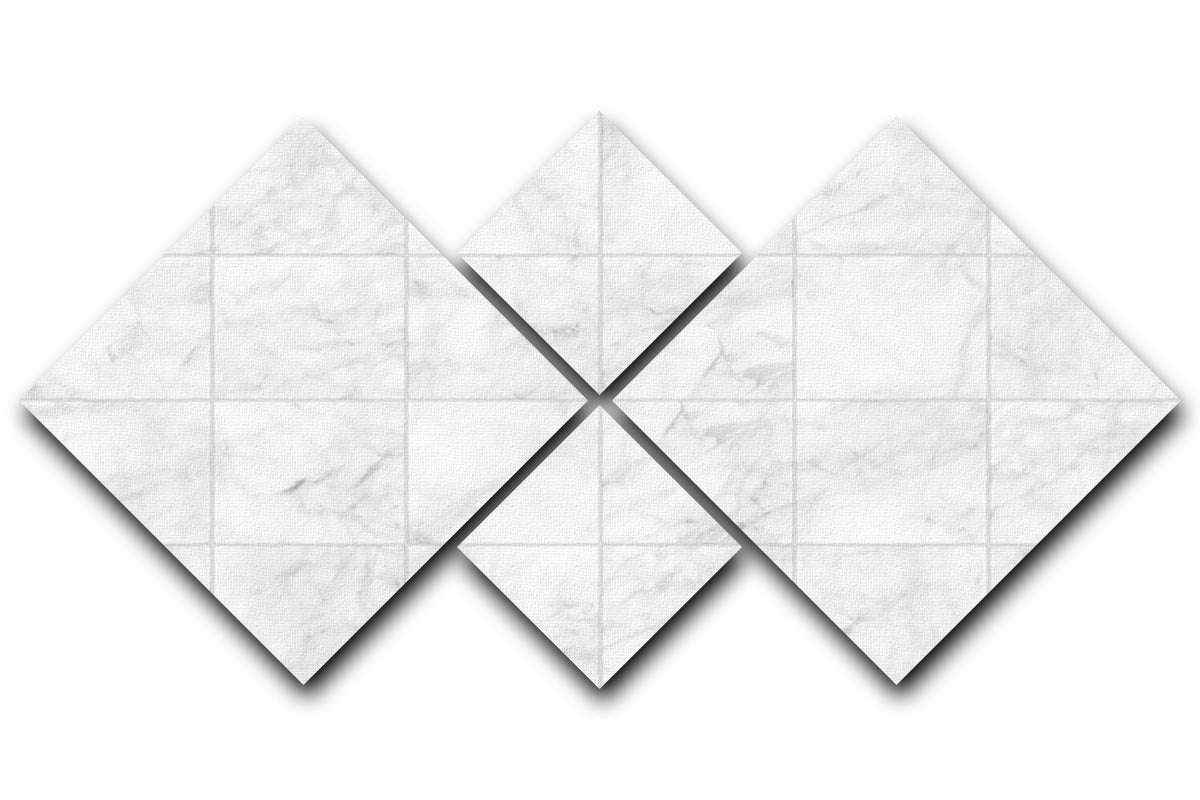 White Tiled Marble 4 Square Multi Panel Canvas - Canvas Art Rocks - 1