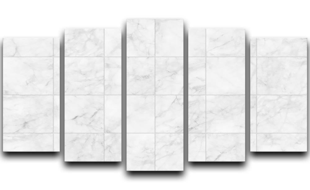 White Tiled Marble 5 Split Panel Canvas - Canvas Art Rocks - 1