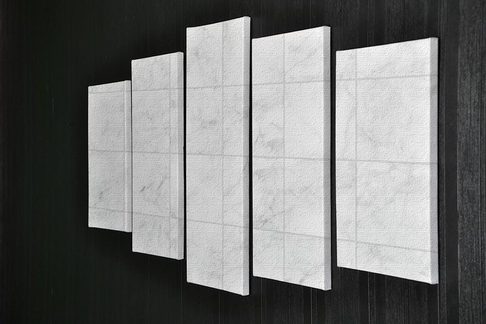 White Tiled Marble 5 Split Panel Canvas - Canvas Art Rocks - 2