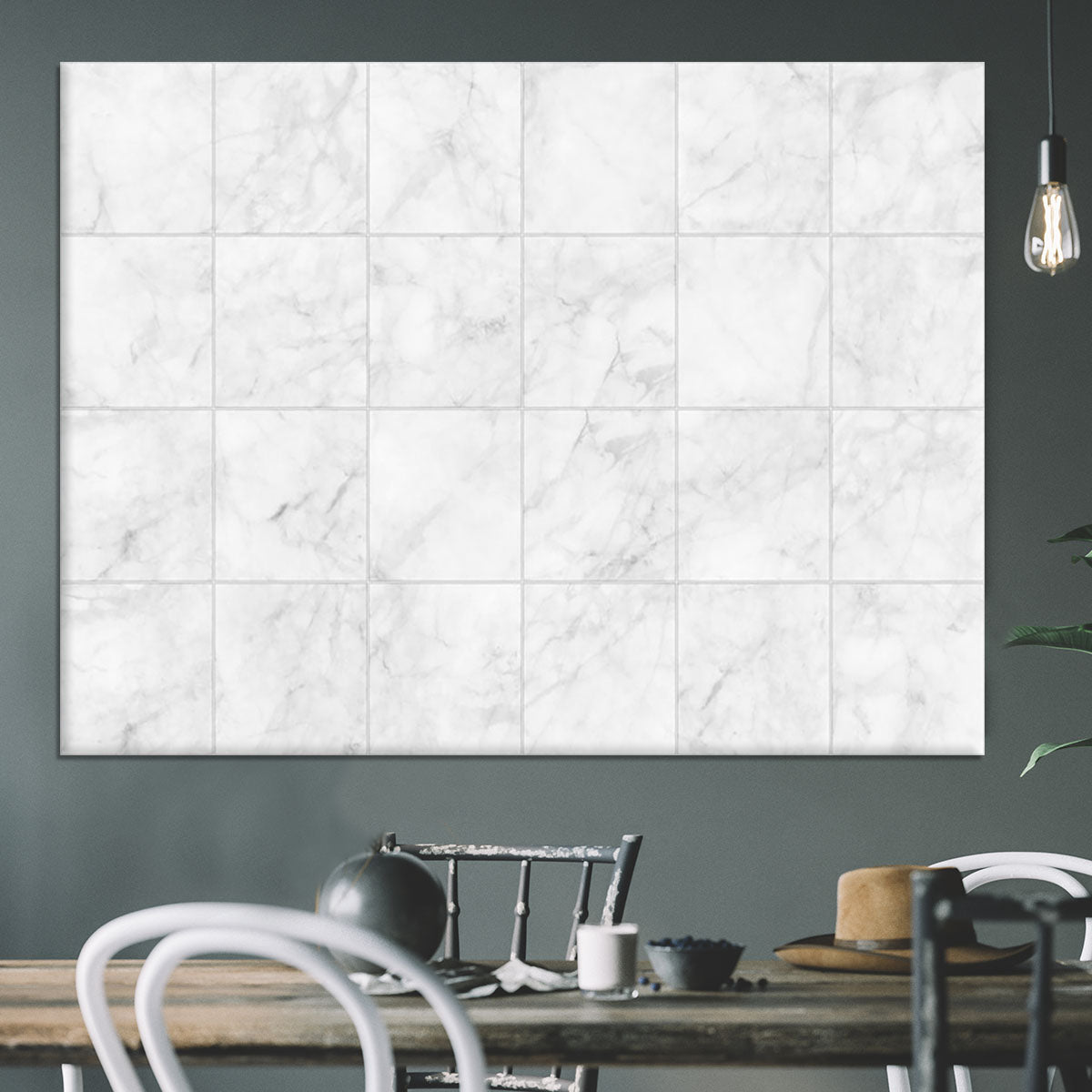 White Tiled Marble Canvas Print or Poster - Canvas Art Rocks - 3