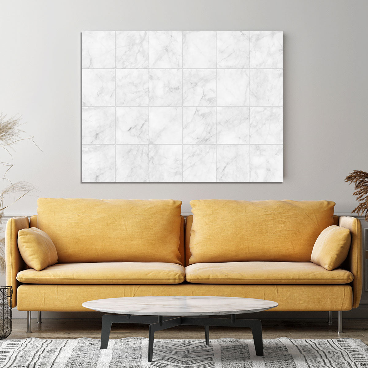 White Tiled Marble Canvas Print or Poster - Canvas Art Rocks - 4