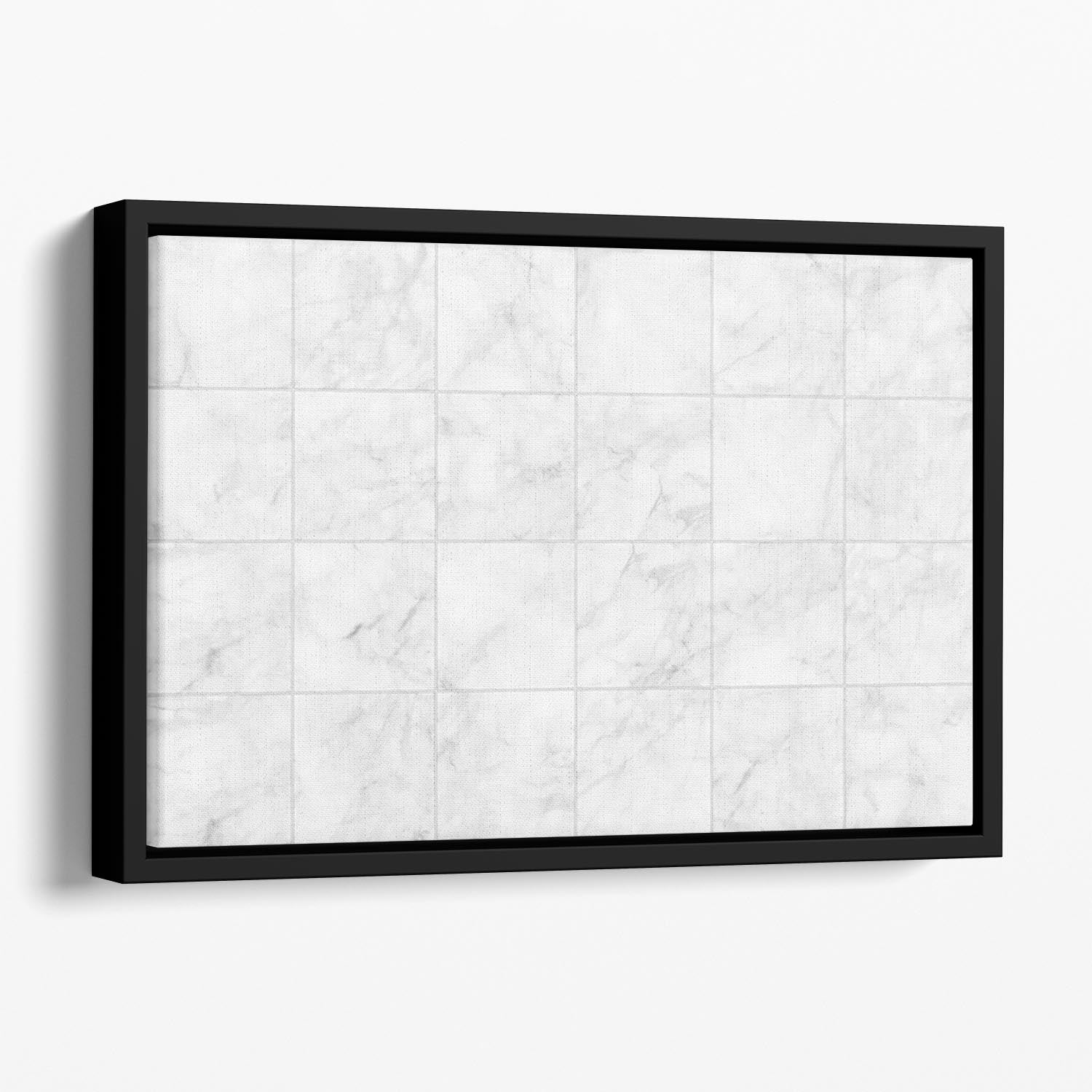 White Tiled Marble Floating Framed Canvas - Canvas Art Rocks - 1