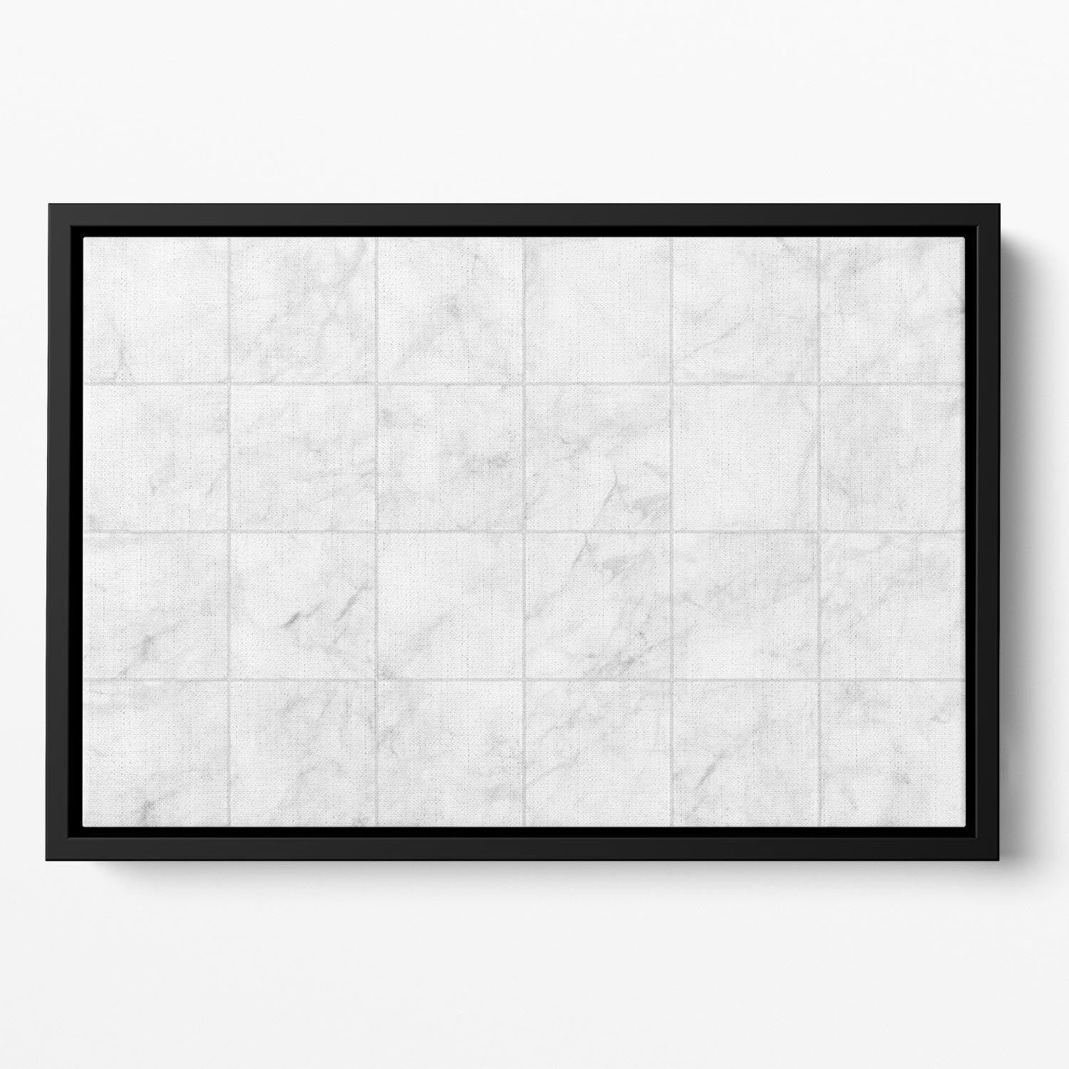 White Tiled Marble Floating Framed Canvas - Canvas Art Rocks - 2