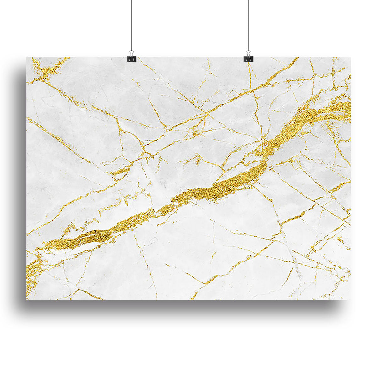 White and Gold Cracked Marble Canvas Print or Poster - Canvas Art Rocks - 2