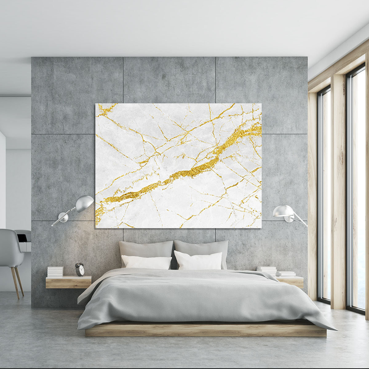 White and Gold Cracked Marble Canvas Print or Poster - Canvas Art Rocks - 5