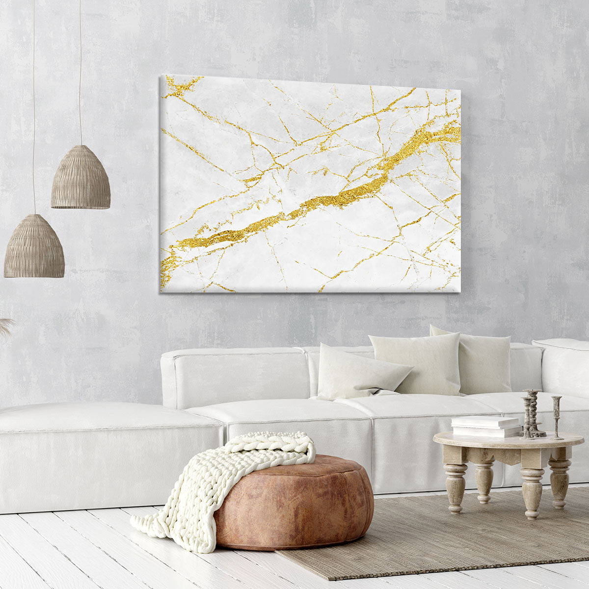 White and Gold Cracked Marble Canvas Print or Poster - Canvas Art Rocks - 6