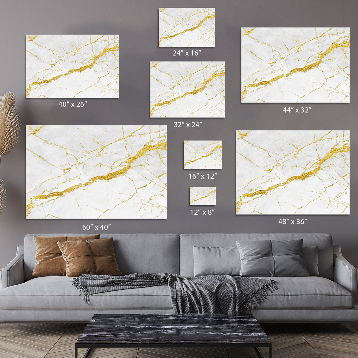 White and Gold Cracked Marble Canvas Print or Poster - Canvas Art Rocks - 7