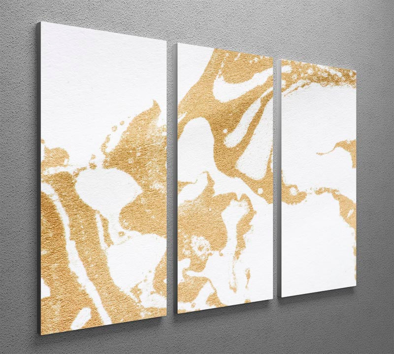 White and Gold Marble 3 Split Panel Canvas Print - Canvas Art Rocks - 2