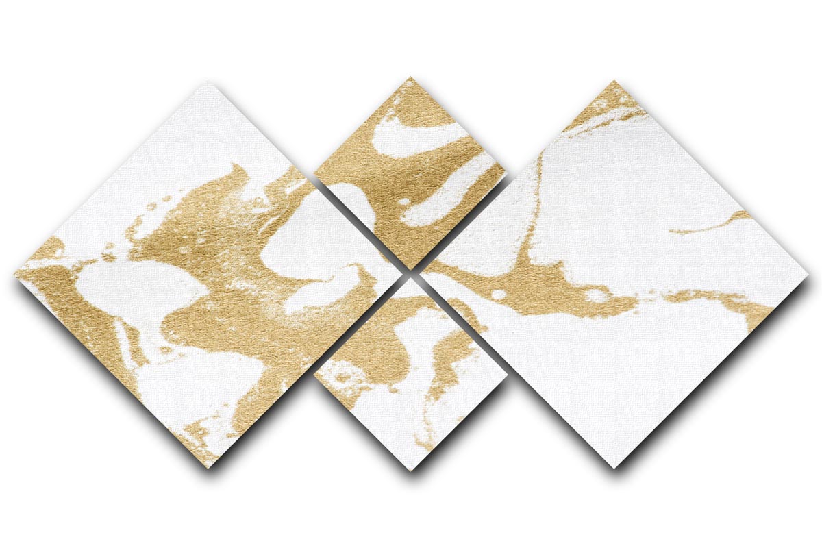 White and Gold Marble 4 Square Multi Panel Canvas - Canvas Art Rocks - 1