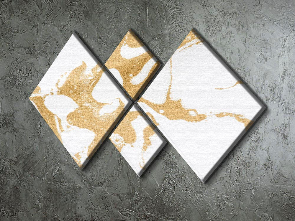 White and Gold Marble 4 Square Multi Panel Canvas - Canvas Art Rocks - 2