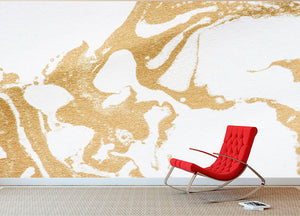 White and Gold Marble Wall Mural Wallpaper - Canvas Art Rocks - 2