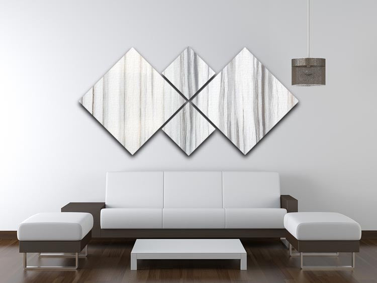 White and Grey Striped Marble 4 Square Multi Panel Canvas - Canvas Art Rocks - 3