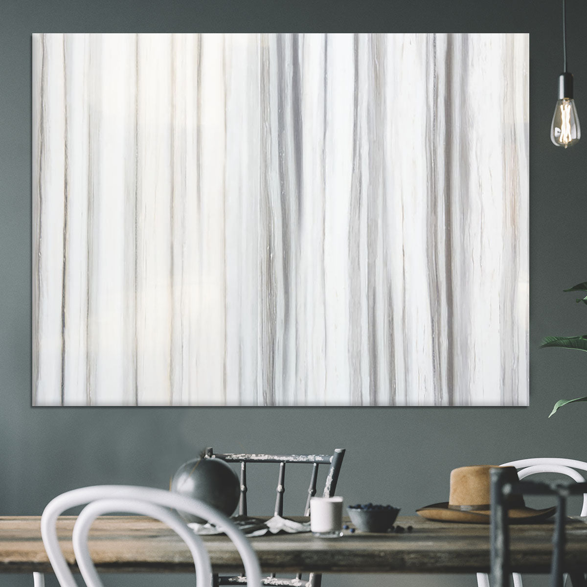 White and Grey Striped Marble Canvas Print or Poster - Canvas Art Rocks - 3