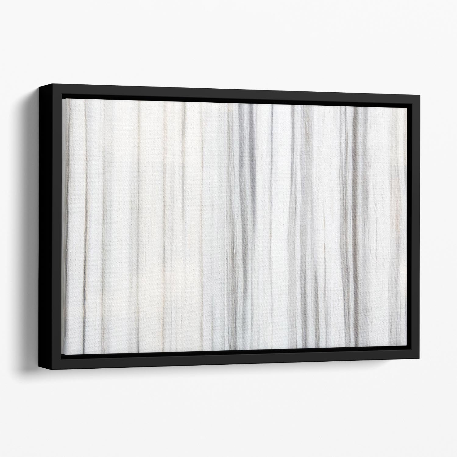 White and Grey Striped Marble Floating Framed Canvas - Canvas Art Rocks - 1