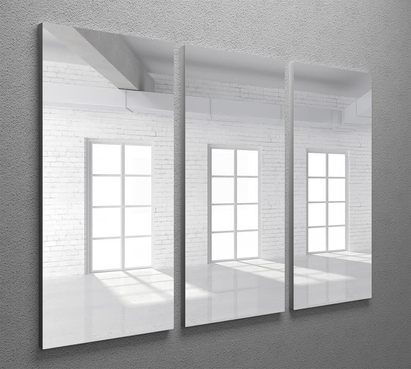White brick loft with window 3 Split Panel Canvas Print - Canvas Art Rocks - 2