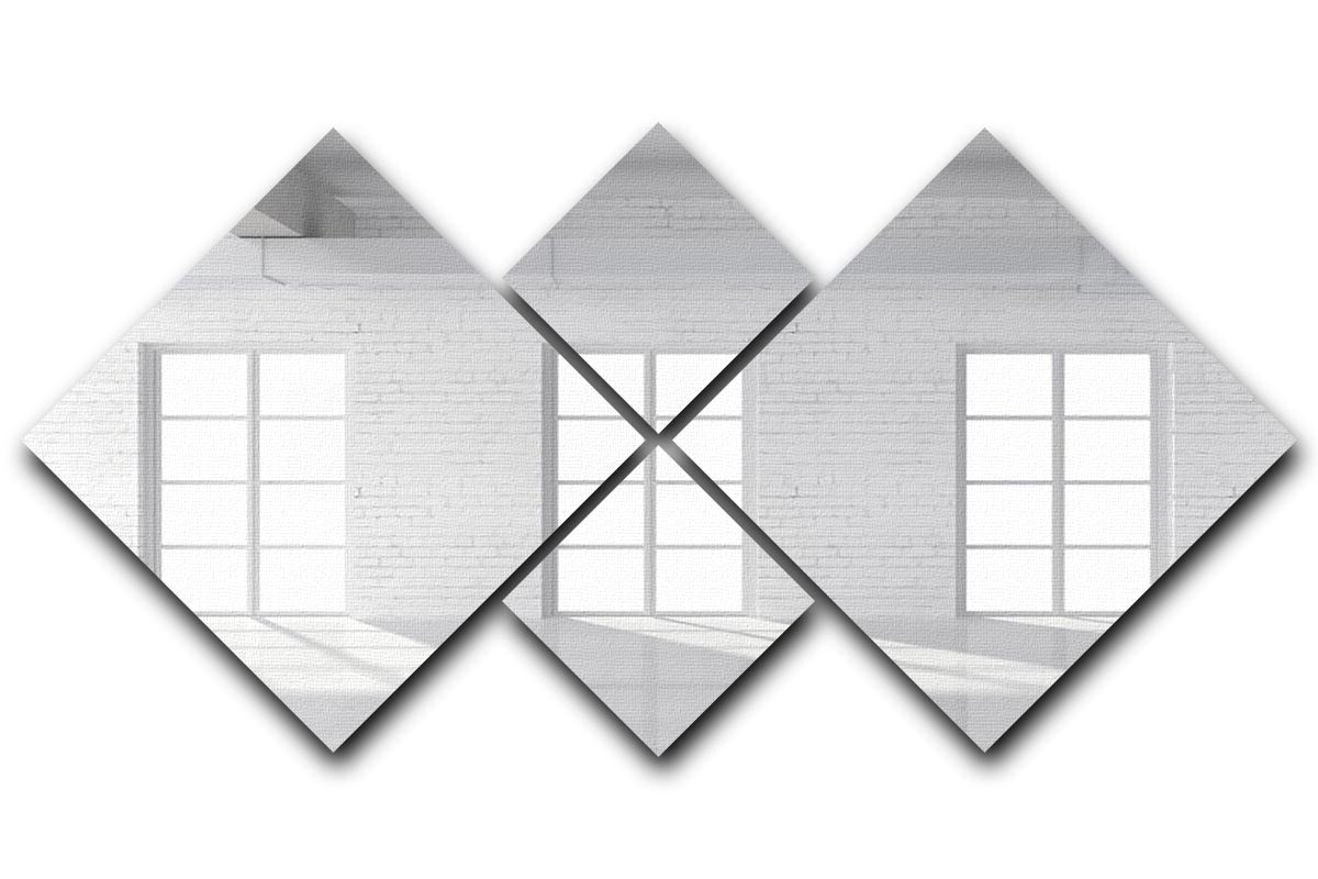 White brick loft with window 4 Square Multi Panel Canvas - Canvas Art Rocks - 1