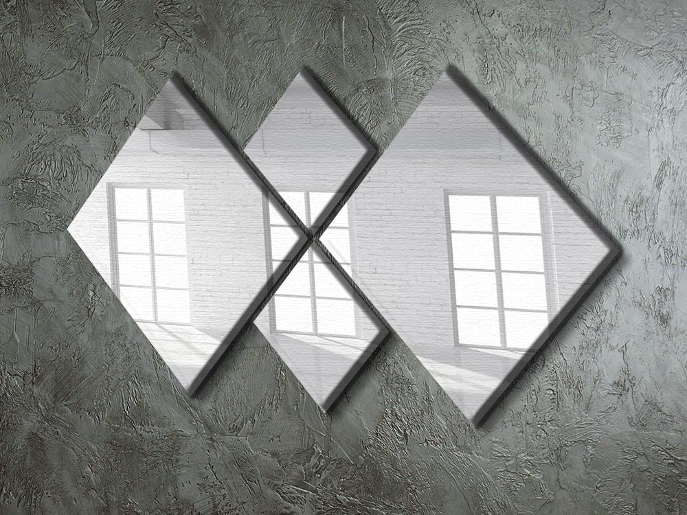 White brick loft with window 4 Square Multi Panel Canvas - Canvas Art Rocks - 2