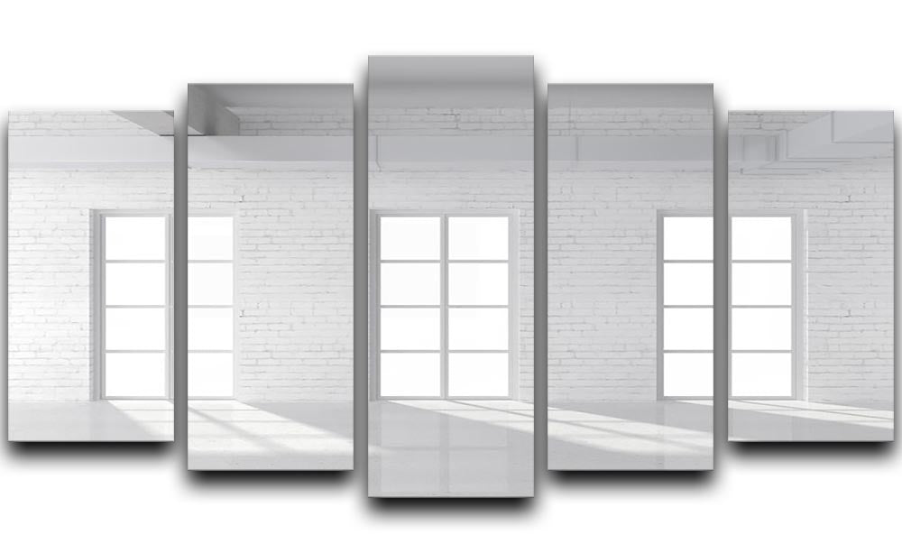 White brick loft with window 5 Split Panel Canvas - Canvas Art Rocks - 1